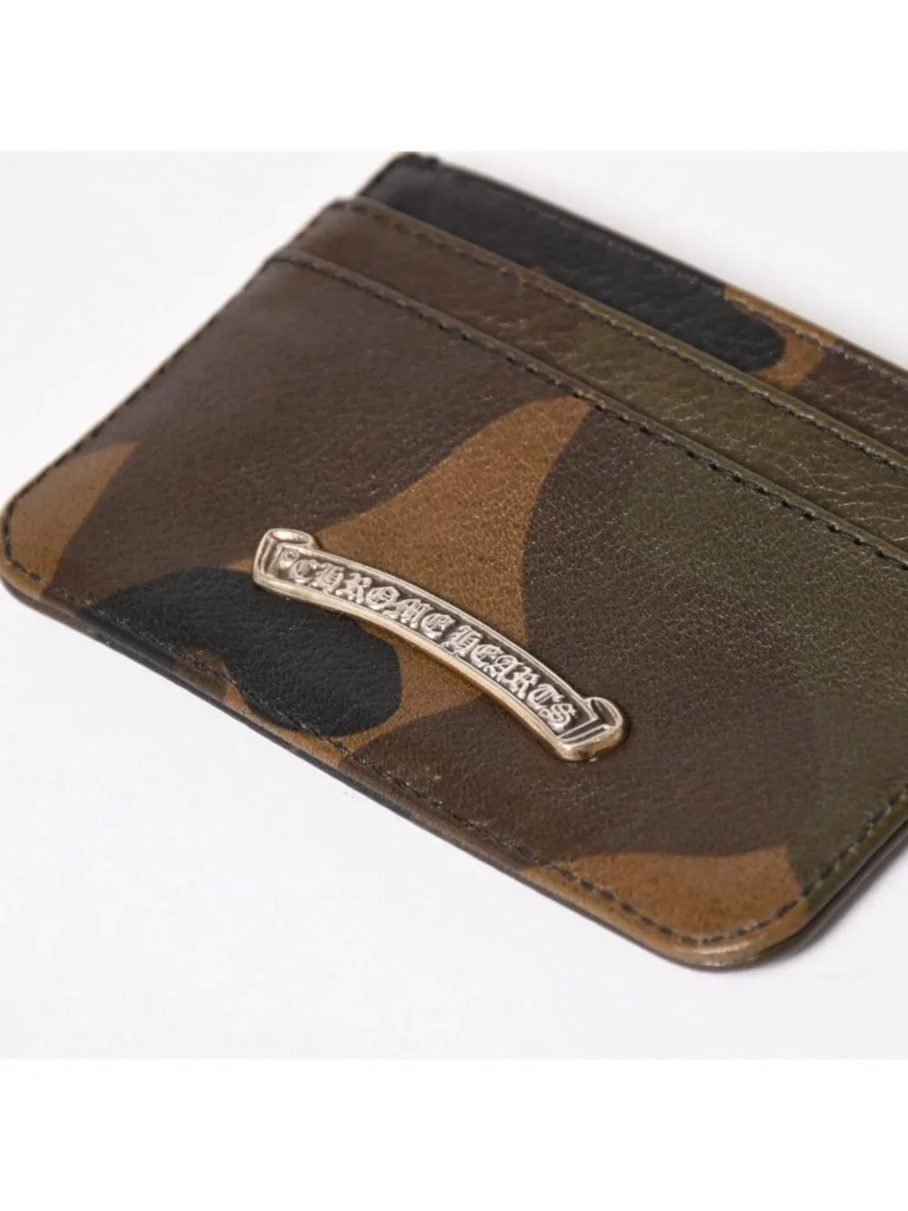 Chrome Hearts Double Side Card Case Scroll Label Logo Camouflage 925 Sterling